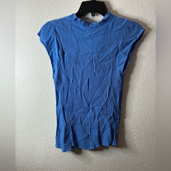 Blu Pepper Blue Tie Front Cap Sleeve Blouse L - Picture 3 of 10